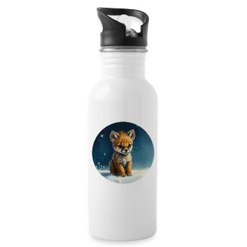 Kleiner Fuchs unter den Sternen - Trinkflasche mit integriertem Trinkhalm - Weiß - Rechts