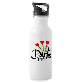 Sports Equipment - 3 Darts - Darts Player 1 - Trinkflasche mit integriertem Trinkhalm - Weiß - Rechts