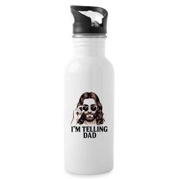 I'll tell Dad! Funny Jesus Christ Saying - Water bottle with straw - white - Right