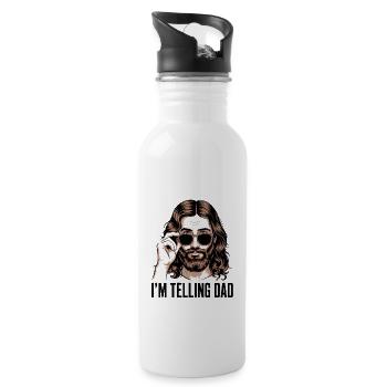 I'll tell Dad! Funny Jesus Christ Saying - Water bottle with straw - white - Right