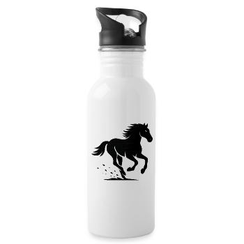 Silhouette de galop de cheval - Gourde avec paille intégrée - blanc - Droite
