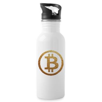 Bitcoin gold Symbol - Water bottle with straw - white - Right