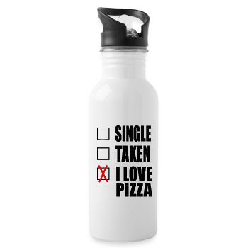 lustige Single Sprueche Spruch Pizza - Trinkflasche mit integriertem Trinkhalm - Weiß - Rechts