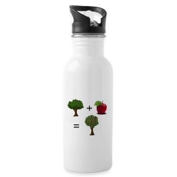 Pflanze + Apfel = Apfelbaum - Trinkflasche mit integriertem Trinkhalm - Weiß - Rechts