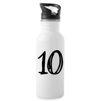 10 JAHRE. 10-JÄHRIGES JUBILÄUM. GEBURTSTAG 10 JAHRE. 10 - Trinkflasche mit integriertem Trinkhalm - Weiß - Rechts