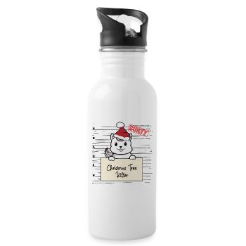 Weihnachtsbaum Umschubser Einhorn Katze - Trinkflasche mit integriertem Trinkhalm - Weiß - Rechts