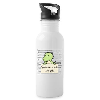 Dinosaurier lustiger Spruch humor Gefängnisbild - Trinkflasche mit integriertem Trinkhalm - Weiß - Rechts