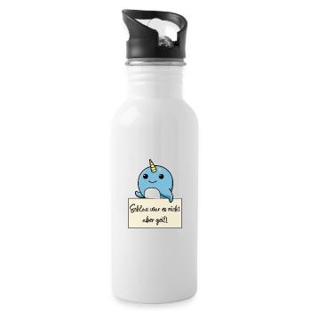 Narwal lustiger Spruch humor Gefängnisbild - Trinkflasche mit integriertem Trinkhalm - Weiß - Rechts