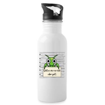 Gottesanbeterin lustiger Spruch humor Gefängnisbil - Trinkflasche mit integriertem Trinkhalm - Weiß - Rechts