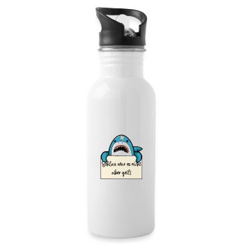 Hai lustiger Spruch humor Gefängnisbild - Trinkflasche mit integriertem Trinkhalm - Weiß - Rechts