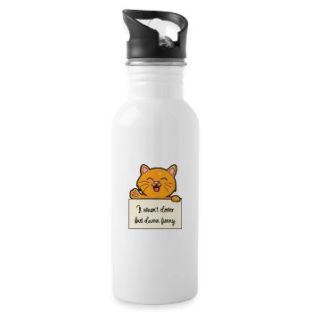 Katze lustiger Spruch humor Gefängnisbild - Trinkflasche mit integriertem Trinkhalm - Weiß - Rechts