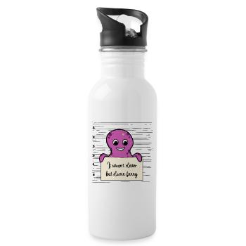 Oktopus lustiger Spruch humor Gefängnisbild - Trinkflasche mit integriertem Trinkhalm - Weiß - Rechts