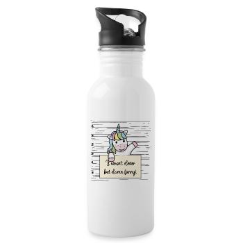 Einhorn lustiger Spruch humor Gefängnisbild - Trinkflasche mit integriertem Trinkhalm - Weiß - Rechts