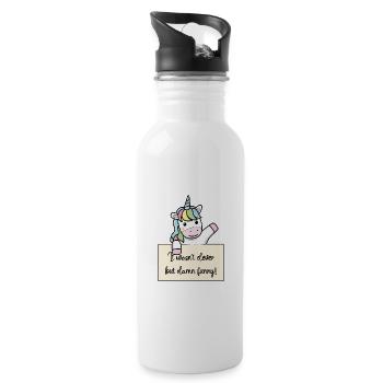 Einhorn lustiger Spruch humor Gefängnisbild - Trinkflasche mit integriertem Trinkhalm - Weiß - Rechts