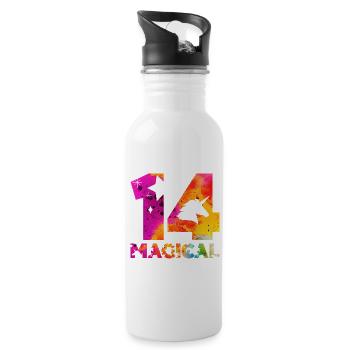 MAGICAL 14TH BIRTHDAY UNICORN - Water bottle with straw - white - Right