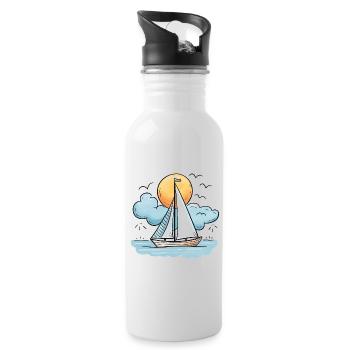 Segelboot - Trinkflasche mit integriertem Trinkhalm - Weiß - Rechts