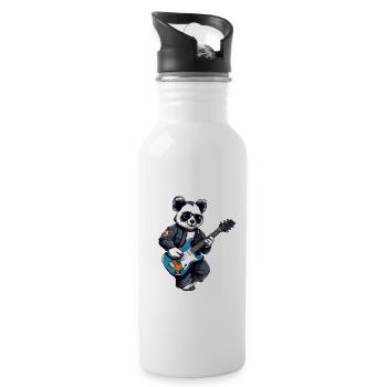 Panda-Gitarrist Bassist - Trinkflasche mit integriertem Trinkhalm - Weiß - Rechts