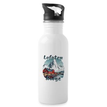 Lofoten Norwegen Naturparadies - Trinkflasche mit integriertem Trinkhalm - Weiß - Rechts