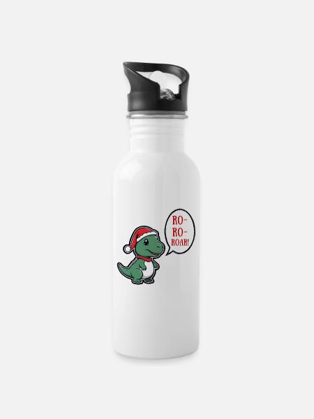 Ro Ro Roar - Trinkflasche mit integriertem Trinkhalm - Weiß