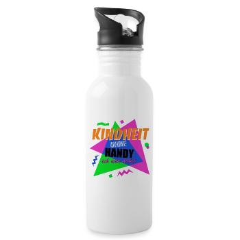 Kindheit ohne Handy - Ich war dabei - Trinkflasche mit integriertem Trinkhalm - Weiß - Rechts