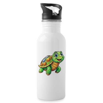 Mega Cute Turtle - Water bottle with straw - white - Right