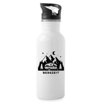 Bergzeit Camper und Sternenhimmel - Trinkflasche mit integriertem Trinkhalm - Weiß - Rechts
