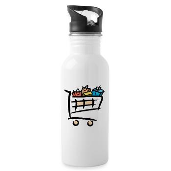 Full Shopping Cart Shopping Bags Gifts - Water bottle with straw - white - Right