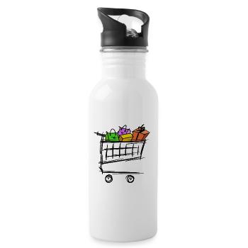 Full Shopping Cart Shopping Bags Gifts - Water bottle with straw - white - Right
