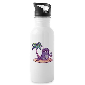 Seal Summer Holiday - Water bottle with straw - white - Right