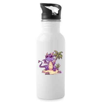 Vacances d’été du Dragon - Gourde avec paille intégrée - blanc - Droite
