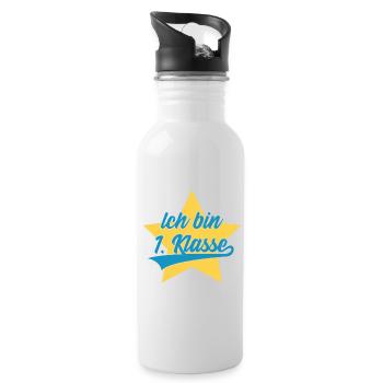 EINSCHULUNG SCHULE ICH BIN 1. KLASSE - Trinkflasche mit integriertem Trinkhalm - Weiß - Rechts