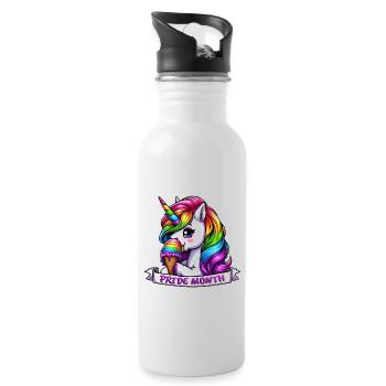 Mois de la fierté LGBTQ Licorne Tolérance arc-en-ciel - Gourde avec paille intégrée - blanc - Droite