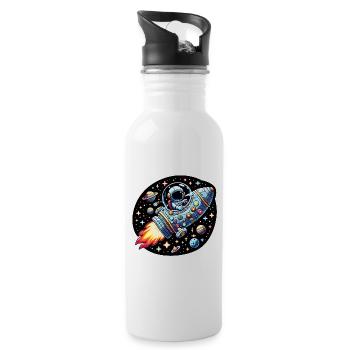 Petit astronaute heureux dans un vaisseau spatial - Gourde avec paille intégrée - blanc - Droite
