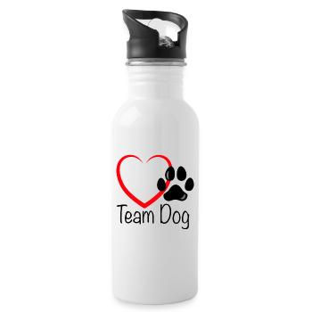 Team Dog Herz - Trinkflasche mit integriertem Trinkhalm - Weiß - Rechts