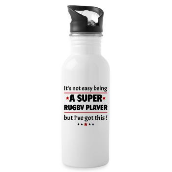 It's not easy to be a super rugby player! - Water bottle with straw - white - Right