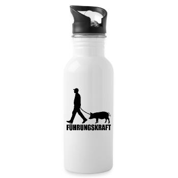 Schwein - Führungskraft - Landwirtschaft Geschenk - Trinkflasche mit integriertem Trinkhalm - Weiß - Rechts