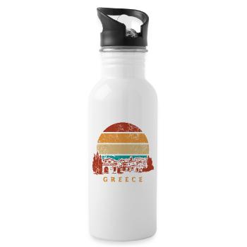 Greece Sunset - Griechenland Urlaub - Trinkflasche mit integriertem Trinkhalm - Weiß - Rechts