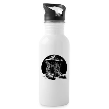 Stetson and Boots Western Country Line Dance - Water bottle with straw - white - Right