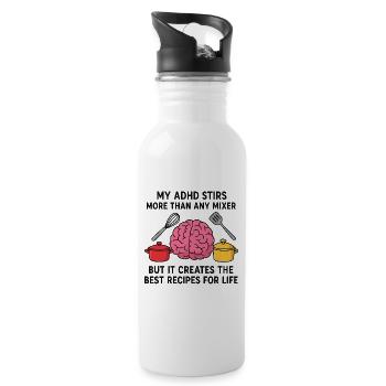 ADHD Brain Cooking Art - Water bottle with straw - white - Right