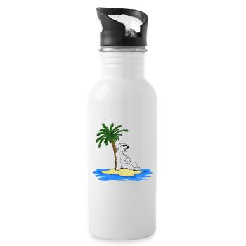 Heißer Eisbär - Trinkflasche mit integriertem Trinkhalm - Weiß - Rechts