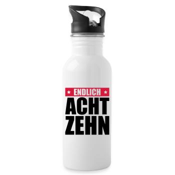 endlich 18 jahre - Trinkflasche mit integriertem Trinkhalm - Weiß - Rechts