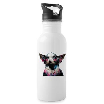 Dog portrait watercolor painting #dog - Water bottle with straw - white - Right