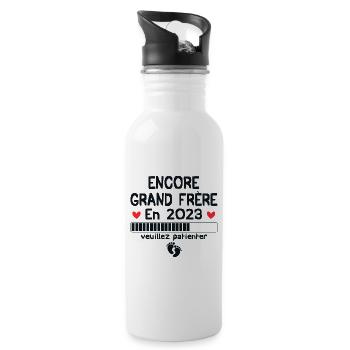 Encore Grand Frère En 2023, Nouvelle Naissance - Gourde avec paille intégrée - blanc - Droite