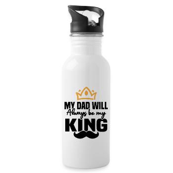 Mein Vater wird immer mein König sein - Trinkflasche mit integriertem Trinkhalm - Weiß - Rechts