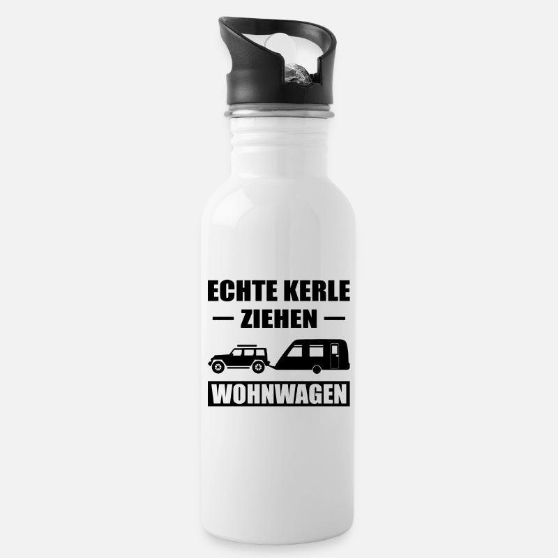 Camping - Trinkflasche mit integriertem Trinkhalm - Weiß
