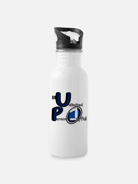 Unlimited Person Joyful - Trinkflasche mit integriertem Trinkhalm - Weiß