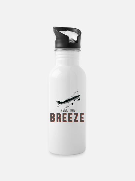 Ultraleichtflieger Pilot „Feel the Breeze“ - Trinkflasche mit integriertem Trinkhalm - Weiß
