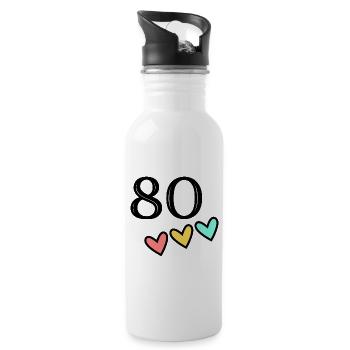 80 YEARS. 80th ANNIVERSARY. ANNIVERSARY 80 YEARS. 80 - Water bottle with straw - white - Right