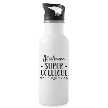 Meilleure Super Collègue Humour Femme - Gourde avec paille intégrée - blanc - Droite