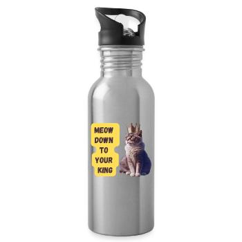 Meow Down To Your King Art Print - Trinkflasche mit integriertem Trinkhalm - Lightsilver - Rechts